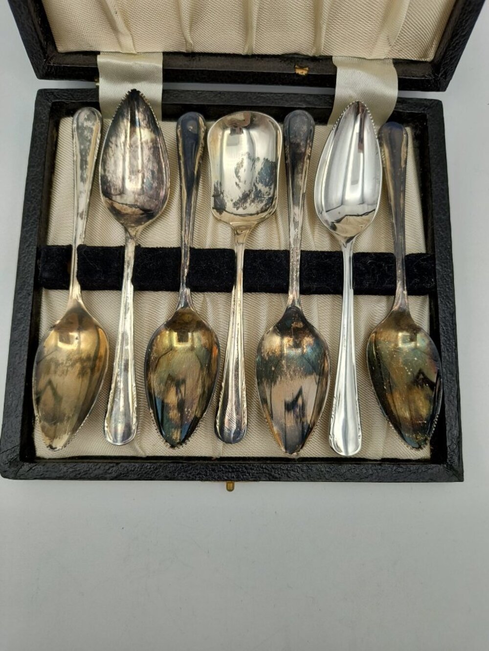 Vintage William Adams Silver Plated 6 Teaspoons Set With Case Sheffield England